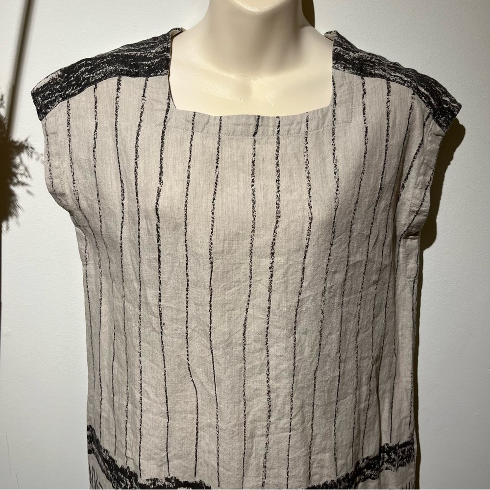 Donoratico , Art to wear , Graphic Print Linen Dress , Sz L